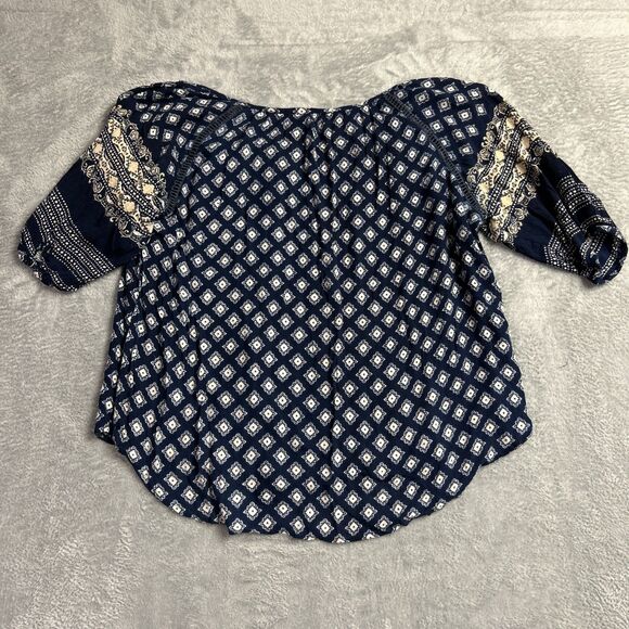 Apollo Artsy Flowy Boho Embroidered Womens Shirt Top Y2K Sz M Peasant Gypsy - Picture 11 of 14